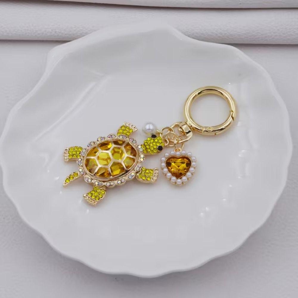 Подвеска Морская Черепаха со Стразами Имитация Жемчуга Океанская Подвеска Брелок-Черепаха Подвеска на Сумку
