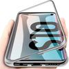 Чехол для Samsung Galaxy S10 - Phonillico - Магнитный - Серебристый - Защита 360 - Закаленное стекло