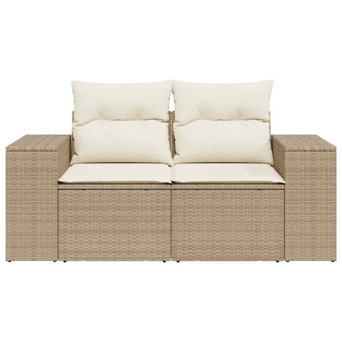 VidaXL Canapé de jardin avec coussins 2 places beige résine tressée 366063