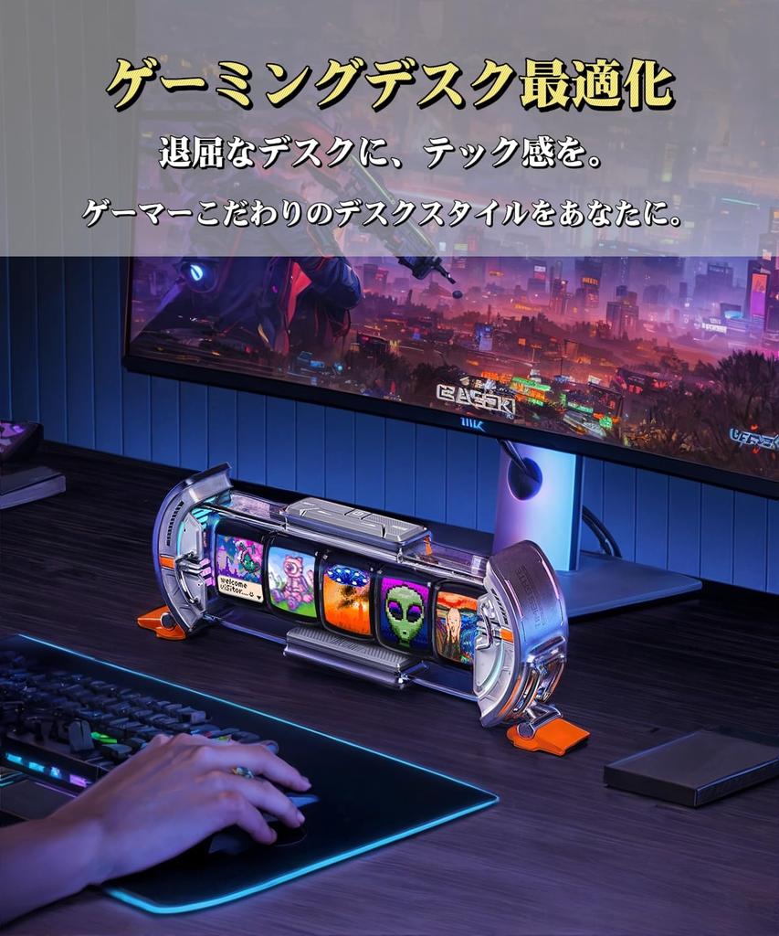 Настольные часы Divoom Times Gate, Стильный цифровой пиксель-арт дизайн, Управление через приложение, 5 настраиваемых RGB экранов, Wi-Fi подключение, Декор для игровой комнаты, Сделай сам