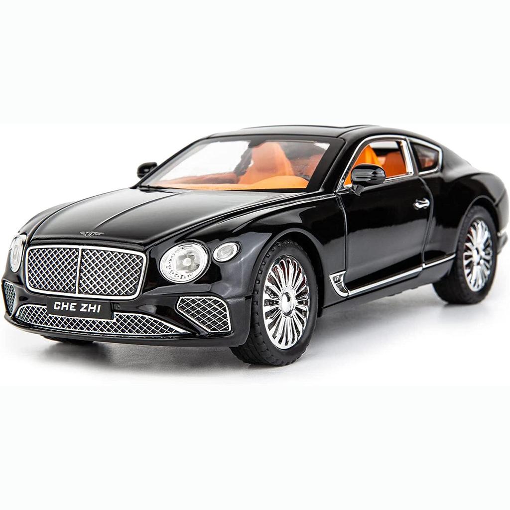 1/24 Bentley Continental GT Model Car, Alloy Diecast Collectible Pull Back Car Toy, with Sound and Light, Door Can Be Opened for Boys Girls Gift
