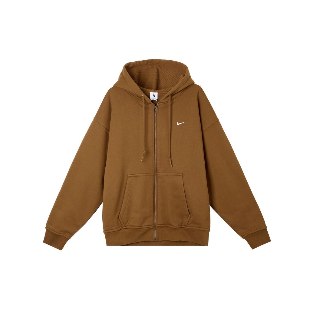 Nike Solo Swoosh свободная модная куртка на молнии для мужчин, светло-британско-коричневые FZ1165-281