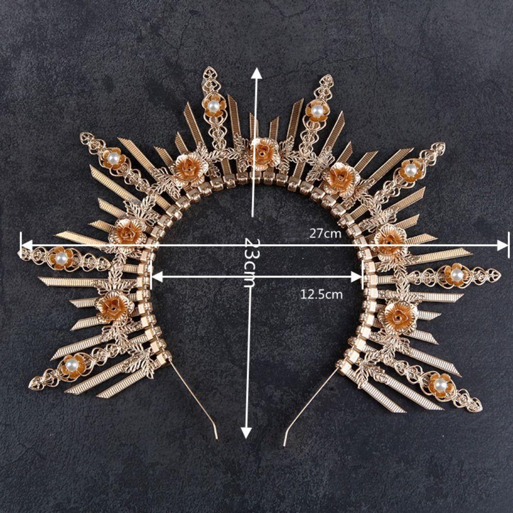 Cosplay Gold Color for Photoshoot Wedding Tiara Halo Crown Headpiece Headdress for Birthday Party