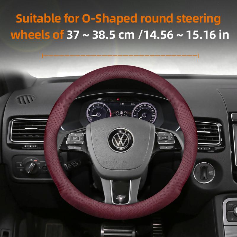Suitable for Volkswagen Ultra-Thin Breathable Leather Steering Wheel Cover Suitable for Polo Golf 5 6 7 up Gol Volante Scirocco Passat B6 B8 Sedan