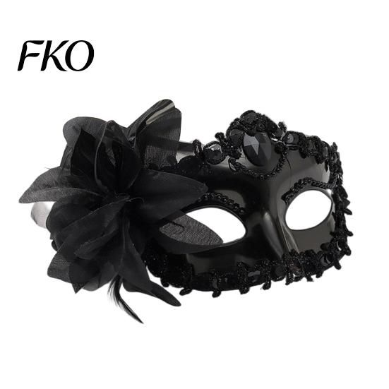 Party Half Mask Face Masquerade for Women, Mesh Flower Rhinestone Venetian Half-face Mask, Costumes Accessory Halloween Carnival Prom Ball Vintage