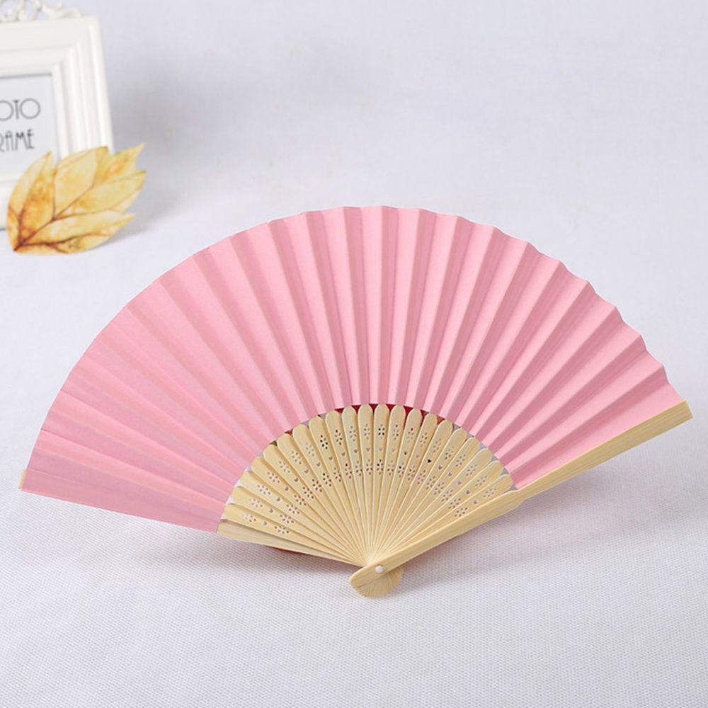 Wedding Chinese Style Party Solid Color Folding Paper Fan Photo Prop Tool Hand Held Fan Dance Fan