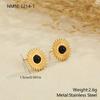 GEMCHIC Women's Sunburst Geometric Stud Earrings Gold Plated Stainless Steel with Natural Stone Center