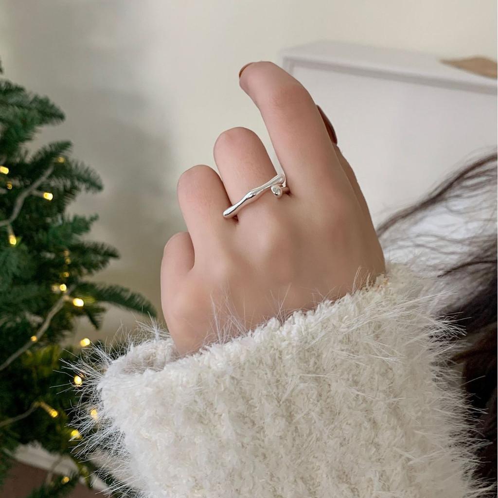 Stylish Minimalist 925 Sterling Silver Irregular Geometry Open Finger Ring For Women