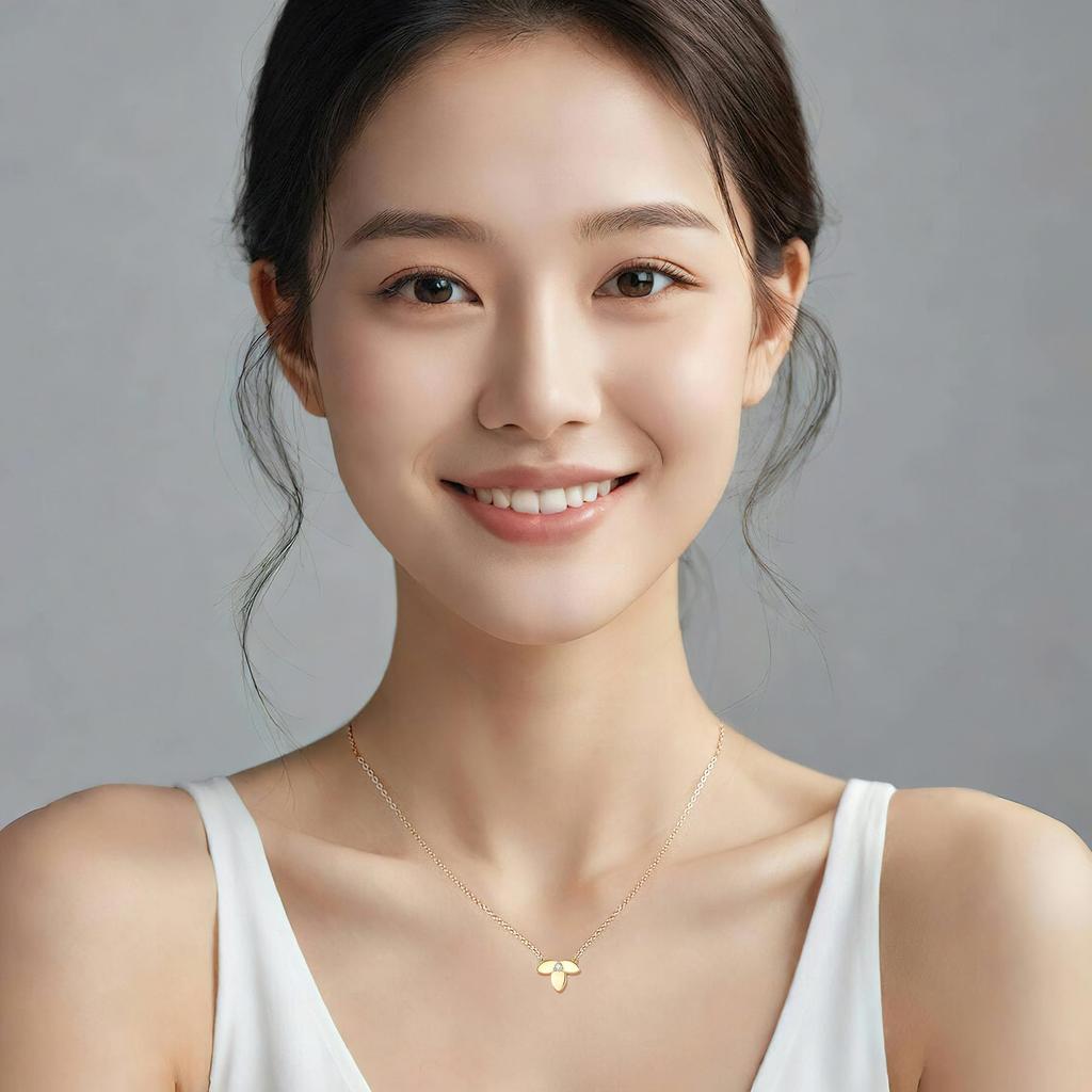 FANCIME Diamond Necklace for 18K Flower Pendant with Natural Lucky Perfect Gift for Gift Wrapping Included Women, Gold, Stone, Charm, Mother's Day,