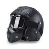 Vintage Motorcycle Helmet Men's Four Season Cruise Scooter Leather Jet Helmets Electric Bike Half Helmet with Cool Mask DOT