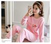 Women's Long-Sleeve Flannel Pajamas - Cute Cartoon Coral Fleece Set for Fall & Winter