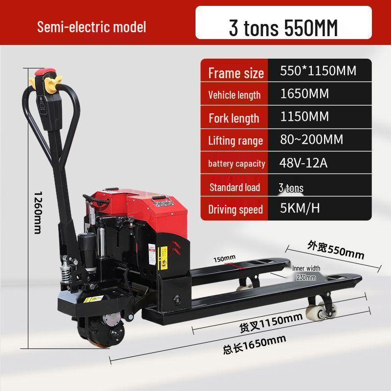 2-3 Ton Electric Pallet Jack: Automatic Forklift & Hydraulic Handling Vehicle for Warehouse & Construction Loading/Unloading