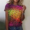 Colorful Droplet Pattern T-Shirt For Women Gradient 3D Printed Short Sleeves Summer Tees Oversized T Shirts Round Neck Tops