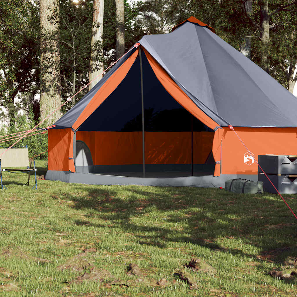 Tipi Family Tent for 8 People Grey and Orange Waterproof