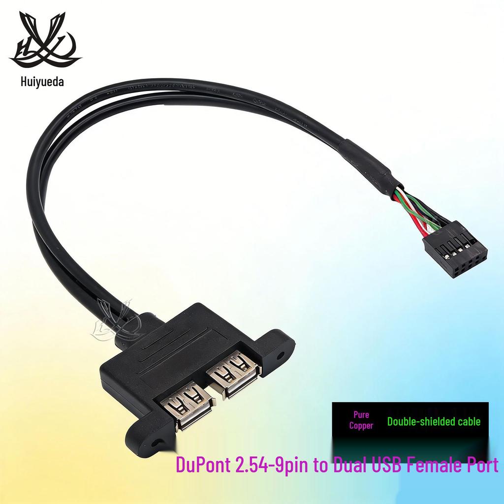 USB 9-Pin to Dual USB 2.0 Female Port Expansion Cable