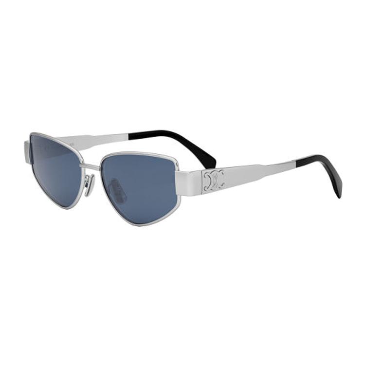 Celine Sculpted Metal Irregular Frame Sunglasses Men sunglasses Silver CL40293U.