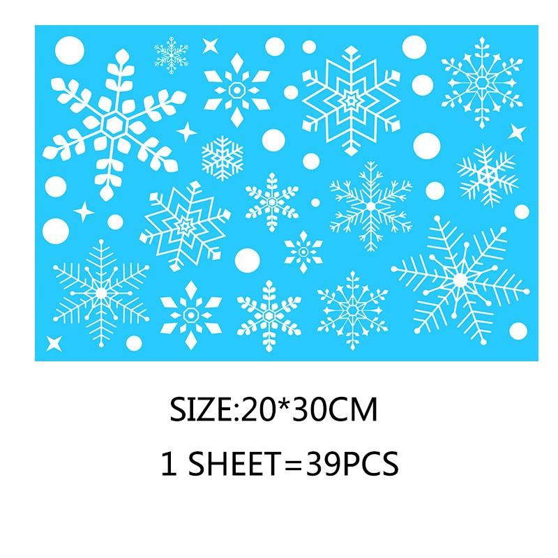 Статическая наклейка для вечеринки, новогоднее украшение для окон, украшения в виде лося, большая снежинка, настенная наклейка из ПВХ, стекла, Санта, дома, украшения на Рождество