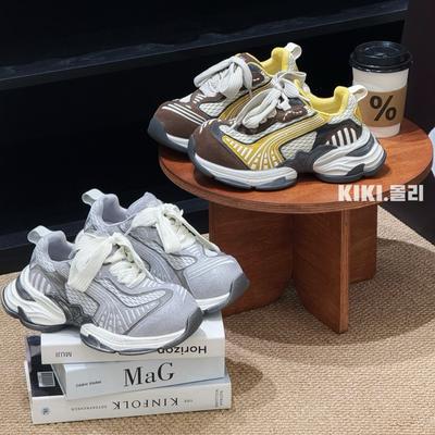 Корейские кроссовки папины туфли женские инс тренд 2025 ранняя осень новые на толстой подошве цветные нишевые увеличивающие рост повседневные спортивные туфли