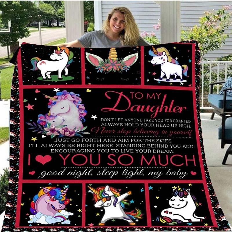 Одеяла с принтом единорога «Моей дочери от мамы», флисовые одеяла, подарки на день рождения, праздничные пледы на День святого Валентина