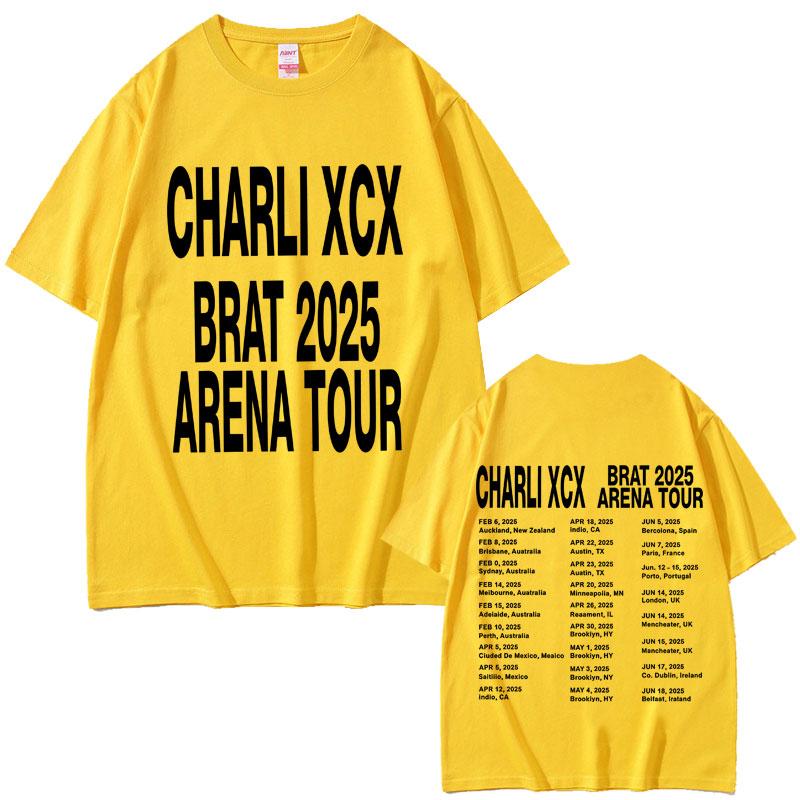 Charli Xcx Brat 2025 Арена Тур Футболки Унисекс Женская Мода Поп Музыка Футболки Хлопок Оверсайз Короткий Рукав Футболка Уличная Одежда