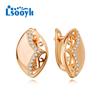 LSOOYH серьги-клипсы цвета розового золота, модные серьги для женщин, серьги-гвоздики с кубическим цирконием, ювелирные изделия
