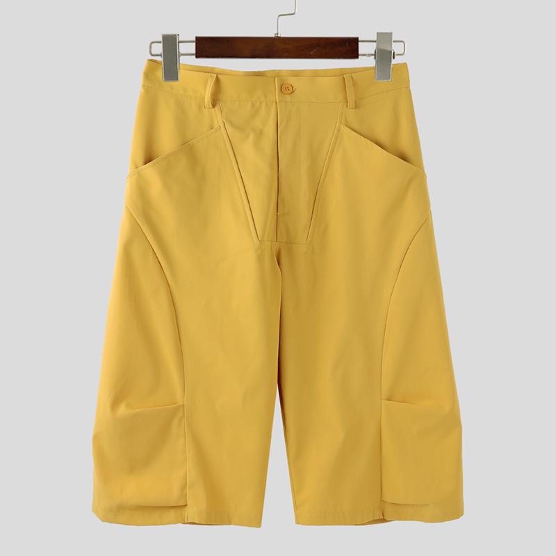 INCERUN Мужские брюки-капри на молнии с карманами на талии, повседневные свободные укороченные