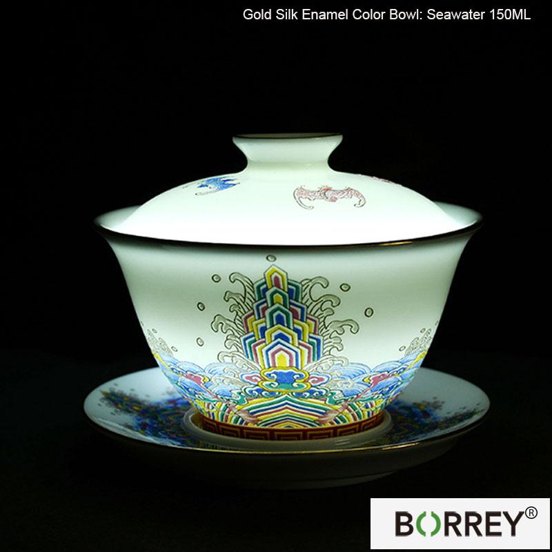 BORREY Цзиндэчжэнь, керамическая гайваньская фарфоровая чашка и блюдце, супницы, эмалированная чашка, дорожный чайный сервиз кунг-фу, чайник Пуэр Улун, 150 мл