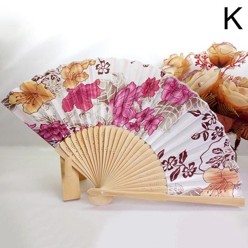 Шелковый веер в китайском японском стиле, складной веер, свадебный веер, художественные подарки, танцевальный ручной веер, винтажный бамбуковый складной ручной веер с цветком