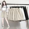 2025 Plus Size Shorts Summer Women Wide Leg Pants Solid Loose High Waist Casual Short Pants Basic Harem New