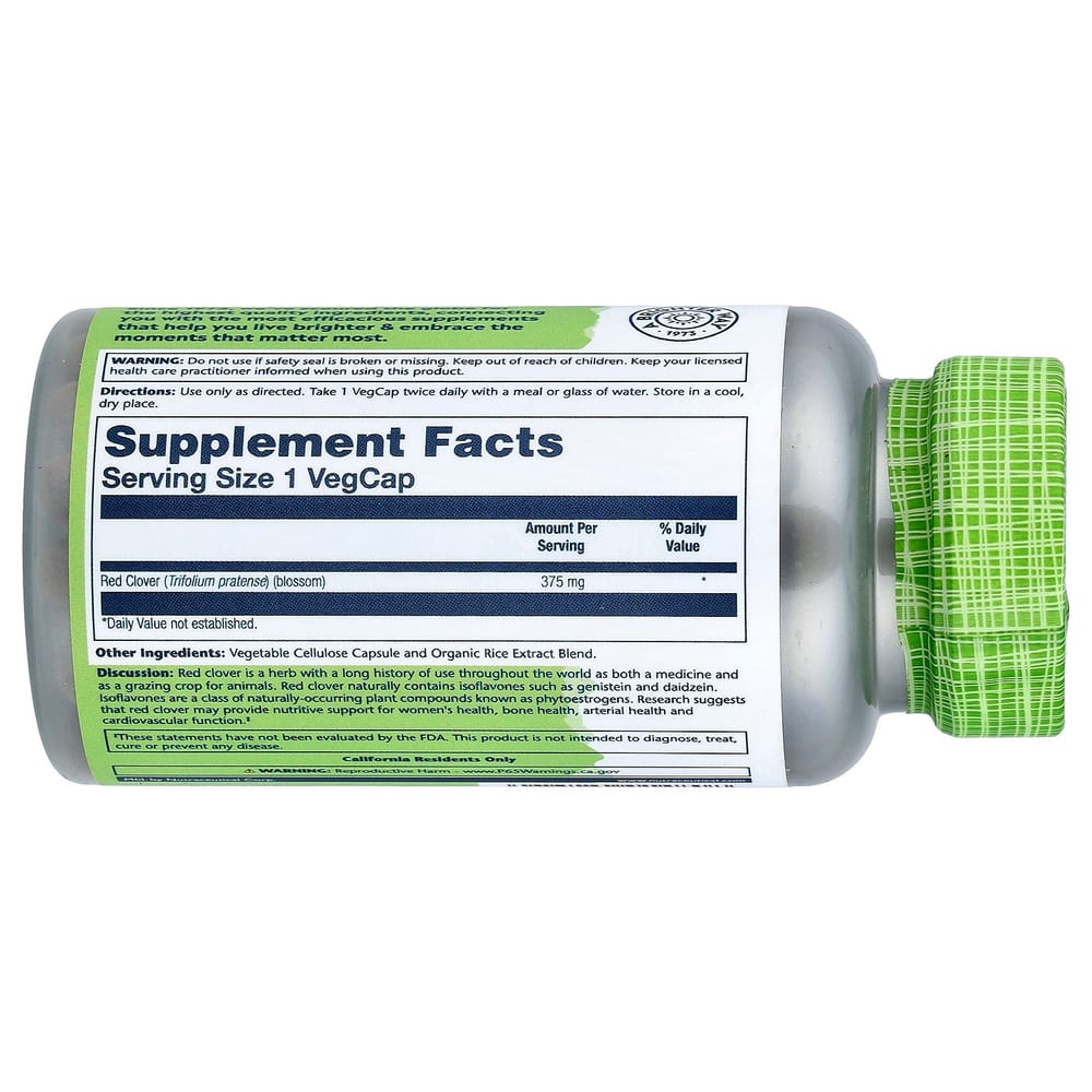 Solaray True Herbs Красный клевер 375 мг Вегетарианские капсулы, 100 шт.