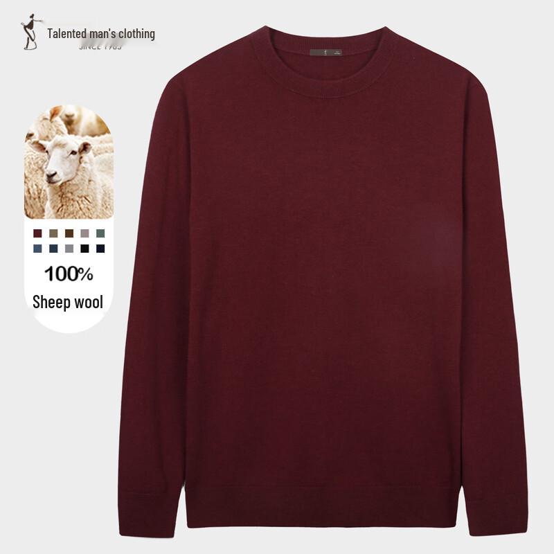 Мужской пуловер с круглым вырезом из чистой мериносовой шерсти