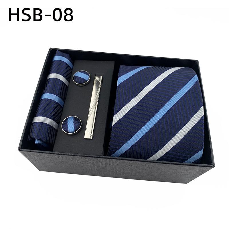 Подарочный набор мужских черных деловых галстуков: Полосатые и однотонные галстуки, нагрудный платок, зажим для галстука