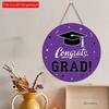 2D Flat 20*20cm 1pc Simple and Atmospheric Style Purple Graduation Wall Hanging Decor, Bachelor's Cap Pattern High Quality Round Wood Art Plaques Sign