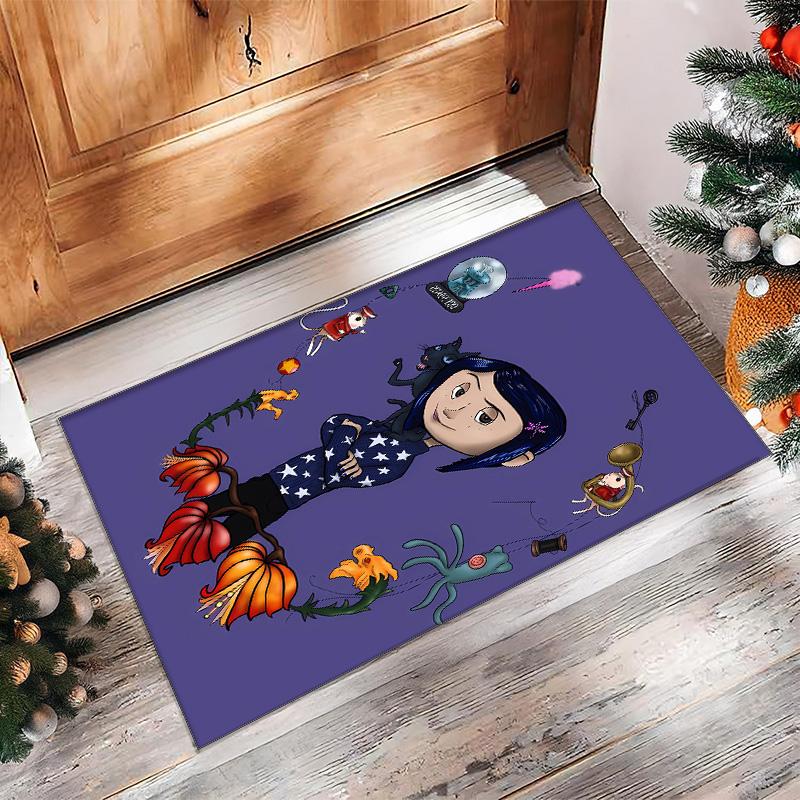 Coraline Printed Crystal Velvet Area Rug, Soft Anti-Slip Water Absorbent Floor Mat for Living Room Bedroom