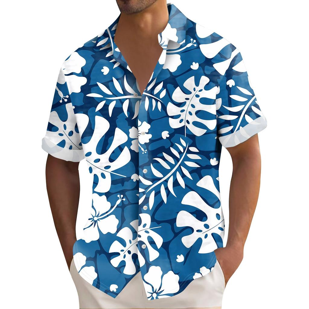 Гавайская рубашка для мужчин, мужские винтажные рубашки для боулинга на пуговицах, летняя пляжная рубашка с коротким рукавом