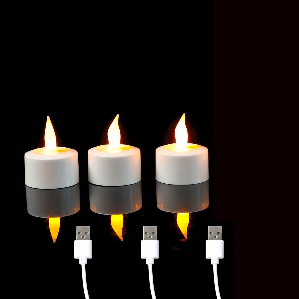 2/3/4/5 Pieces Rechargeable Decorative Tealights With USB Charge,Flameless LED Birthday Candles For Room Decoration