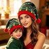 Красная Рождественская Вязаная Шапка с Помпоном для Родителя и Ребенка