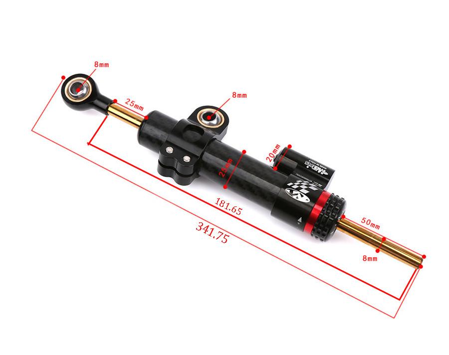 13.5'' Motorcycle Carbon Fiber Black Steering Damper Stabilizer Top Installation