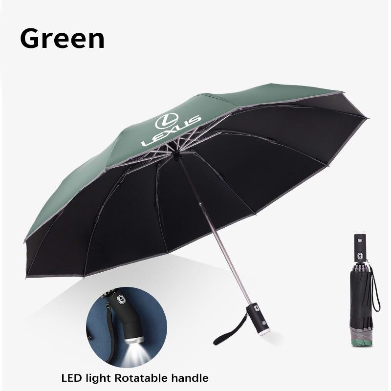 Car Led Light Automatic Folding Windproof Sunshade Umbrella For Lexus F Sport ES200 ES300 RX300 GS300 IS300 LS500h LX570 CT200h AEM1