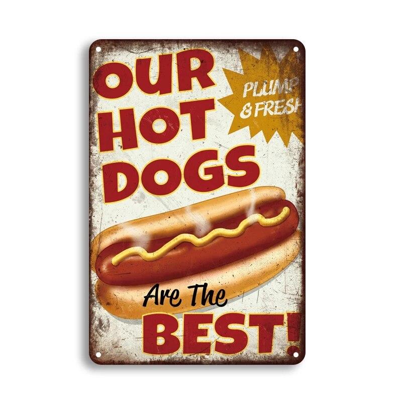 Hot Dogs Burgers Pizza Metal Signs Vintage Posters Kitchen Wall Decoration Tin Sign Bar Home Decor Metal Plaques Art Painting