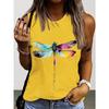 Butterfly Dragonfly Pattern 3D Print Women's Tank Tops Summer O-Neck Casual Vest Off Shoulder Sleeveless Top