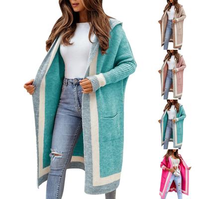 Женский повседневный однотонный свитер с капюшоном, кардиган, куртка с длинными рукавами, куртка с длинными рукавами