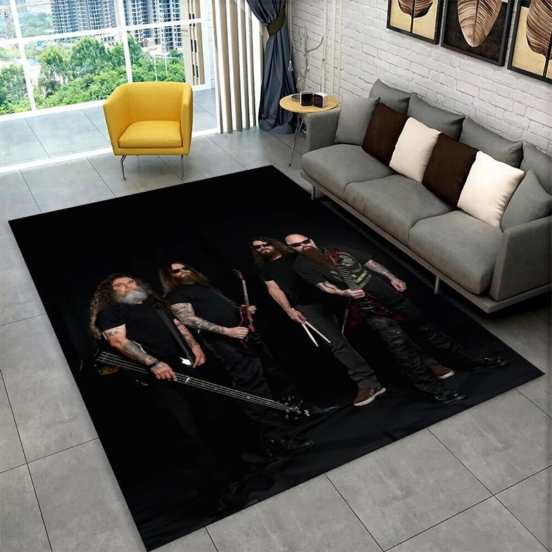 Retro Slayer Heavy Metal Rcck Band Sign Carpet Rug for Bedroom Living Room Sofa Doormat Home Decor,Kid Game Area Rug Non-slip