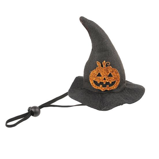 Lightweight Pet Headgear Halloween Cat Witch Hat, Fun Hat with Adjustable Elastic Strap, Cartoon Comfortable Headwear Ghost Pumpkin Bat Skull for Cats