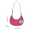 Dumpling Shape Flower Shoulder Bag Flower Pendant Women Underarm Bag Half-moon Bag  Streetwear