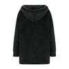 Women's Fashionable Solid Color Long Sleeved Pocket Loose Hooded Button Plush Jacket