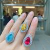 Jewelry Imitation Colored Treasure Retro Wind Ring Shining With Diamonds, Water Drop Ring Main Stone 10 * 16