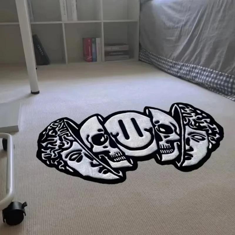 Gothic Skull Design Door Mat Non Slip Durable Threshold Mat Stylish Home Decor Rug For Bedroom Wardrobe Area