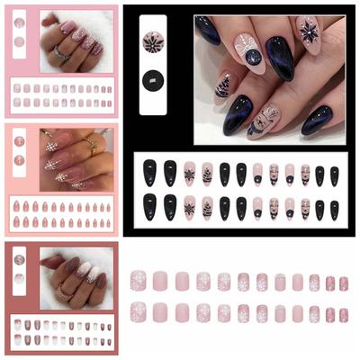 24 шт./компл. аксессуары для ногтей Рождественские накладные ногти Рождественские накладные ногти для леди