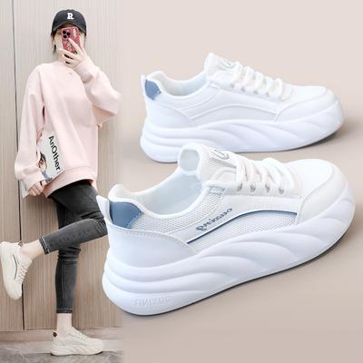 Hy5808 Новые белые туфли, женские весенне-летние туфли с толстой сеткой и лифтом, женские дышащие туфли, студенческая корейская модная обувь с сетчатой ​​поверхностью